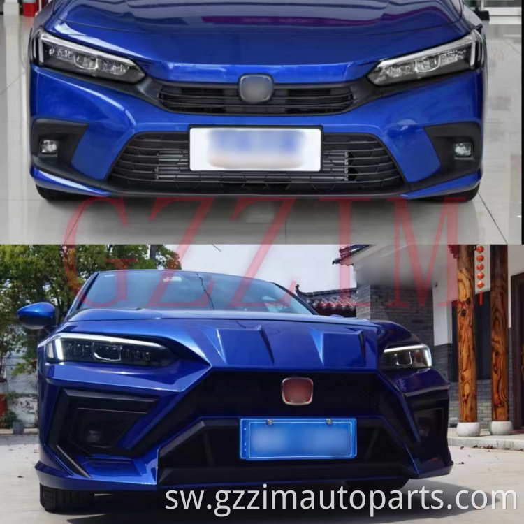 Sehemu za Auto Plastiki Mbele na Nyuma Bumper Grille kwa Civic 11th 2021+